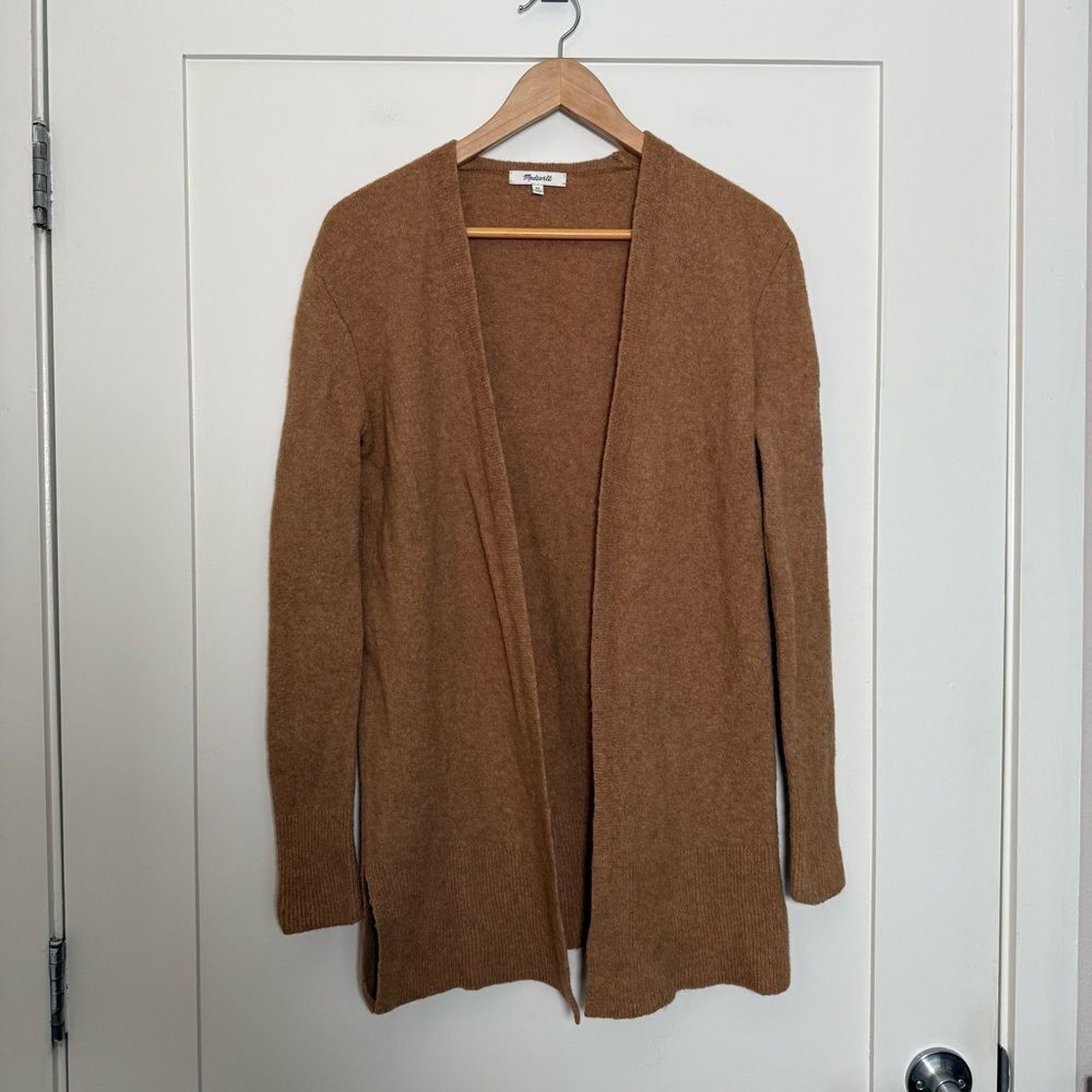 Madewell Walker Open Cardigan Womens Sz XS Camel Wool Alpaca Blend Stretch Cozy